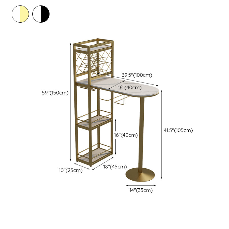 Modern 1/3 Pieces Bar Table Set Stone Counter Table with Rotatable Stools for Living Room
