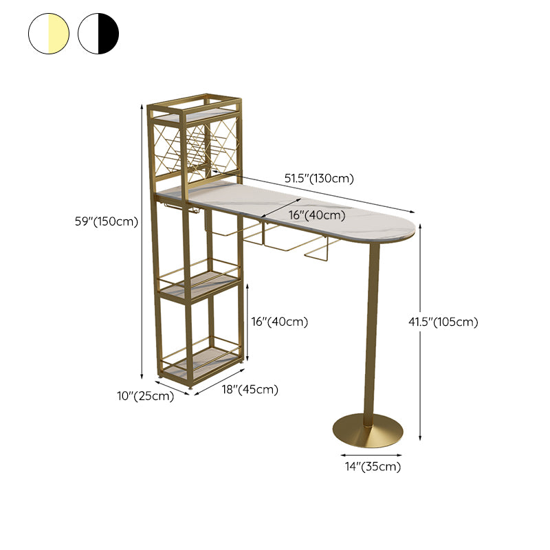 Modern 1/3 Pieces Bar Table Set Stone Counter Table with Rotatable Stools for Living Room