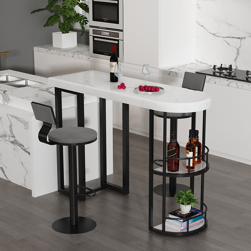 Contemporary Counter Height Pub Set 1/3/5 Pcs Bar Table and Stools with Metal Frame