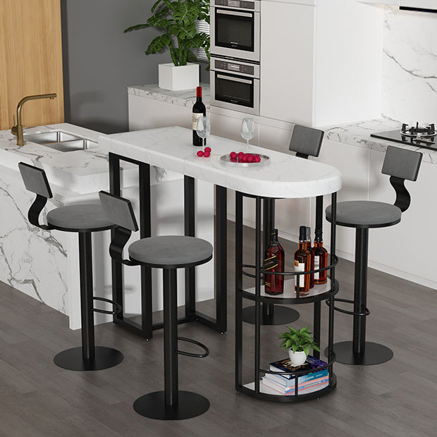 Contemporary Counter Height Pub Set 1/3/5 Pcs Bar Table and Stools with Metal Frame