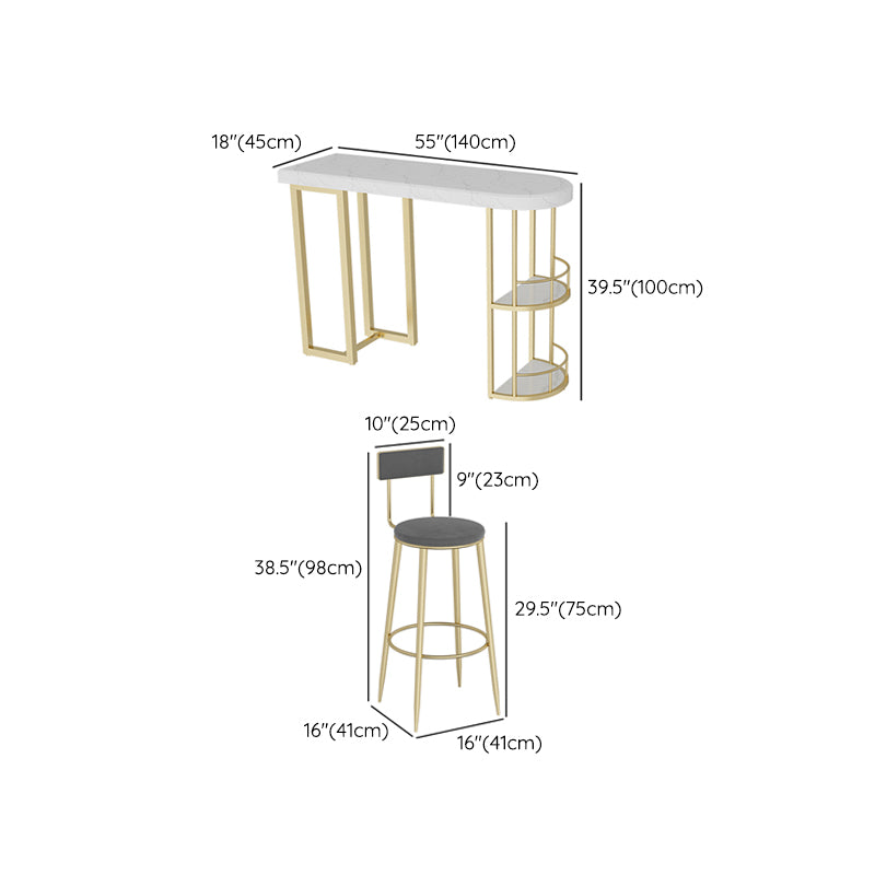 Contemporary Counter Height Pub Set 1/3/5 Pcs Bar Table and Stools with Metal Frame