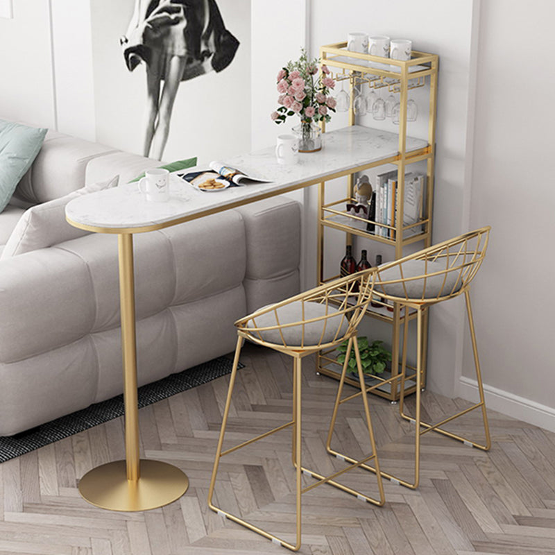 Modern 1/3 Pieces Bar Table Set Stone Counter Table with High Stools for Cafe Living Room