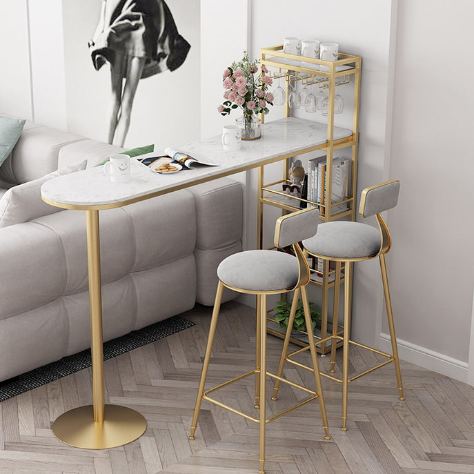 Modern 1/3 Pieces Bar Table Set Stone Counter Table with High Stools for Cafe Living Room