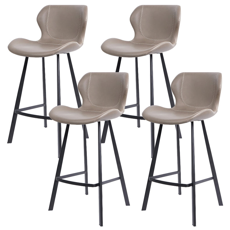 Faux Leather Dining Stool Upholstered Bar Stool with Metal Base