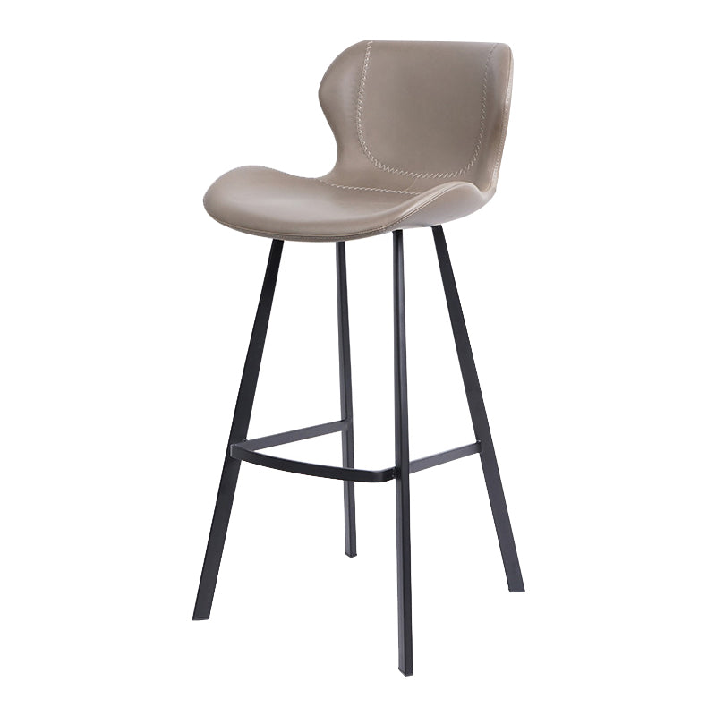 Faux Leather Dining Stool Upholstered Bar Stool with Metal Base