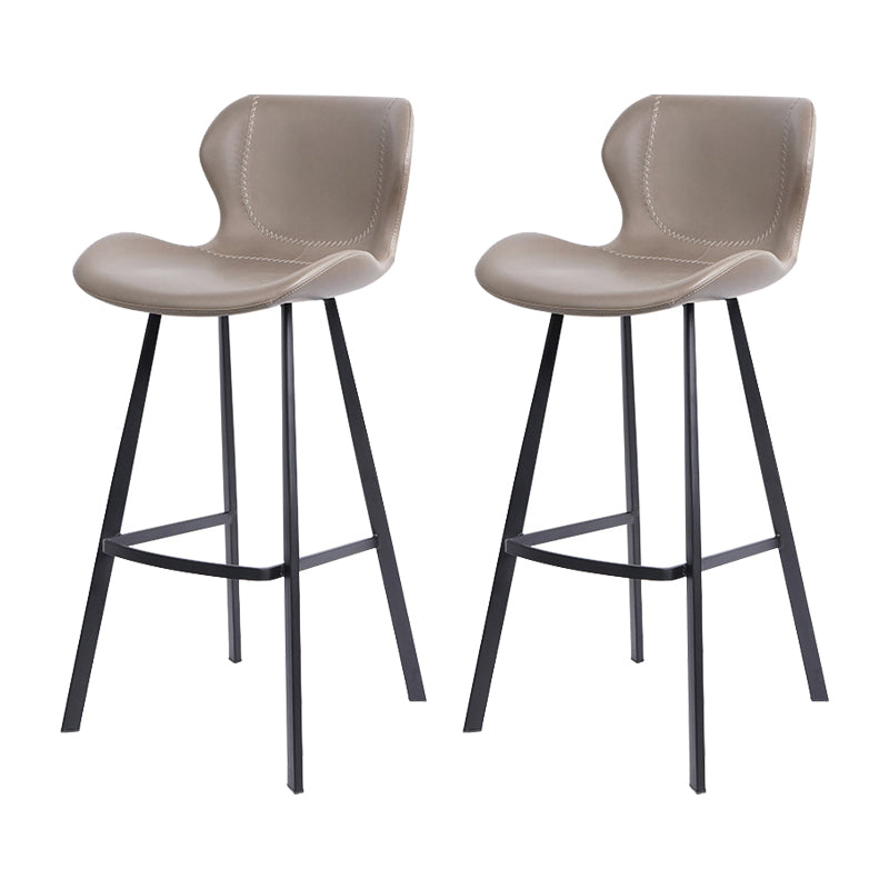 Faux Leather Dining Stool Upholstered Bar Stool with Metal Base