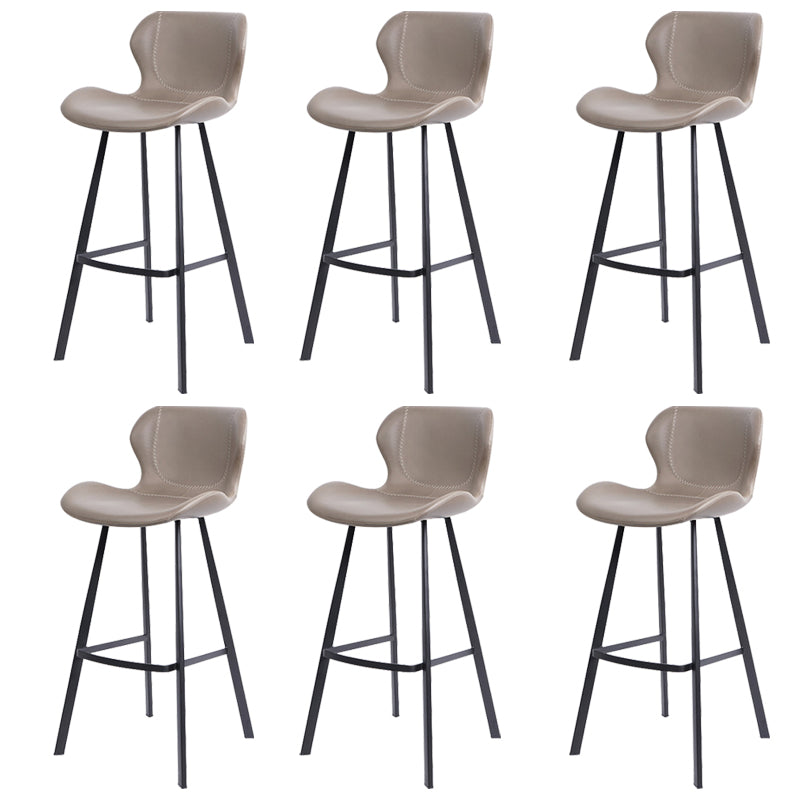 Faux Leather Dining Stool Upholstered Bar Stool with Metal Base