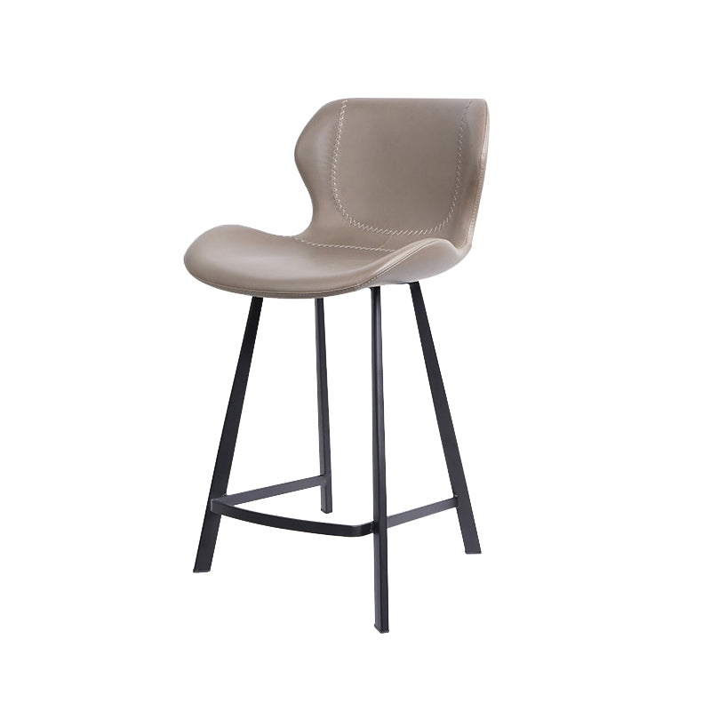 Faux Leather Dining Stool Upholstered Bar Stool with Metal Base