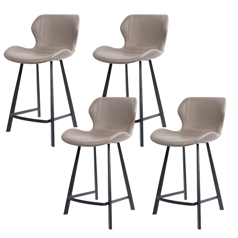 Faux Leather Dining Stool Upholstered Bar Stool with Metal Base