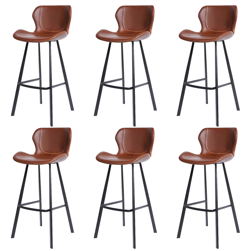 Faux Leather Dining Stool Upholstered Bar Stool with Metal Base