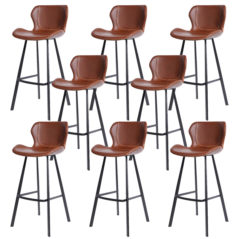 Faux Leather Dining Stool Upholstered Bar Stool with Metal Base