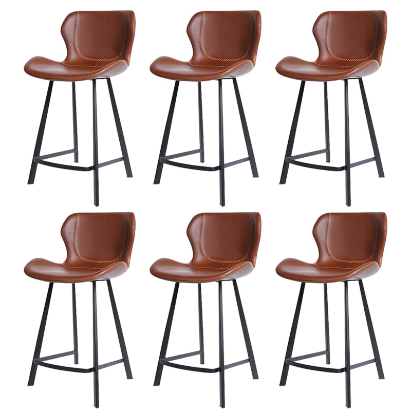 Faux Leather Dining Stool Upholstered Bar Stool with Metal Base