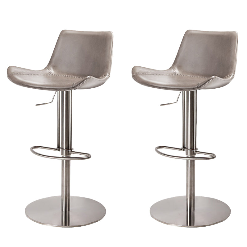 Adjustable Bar Stool Leather Backrest Counter Stool with Swivel