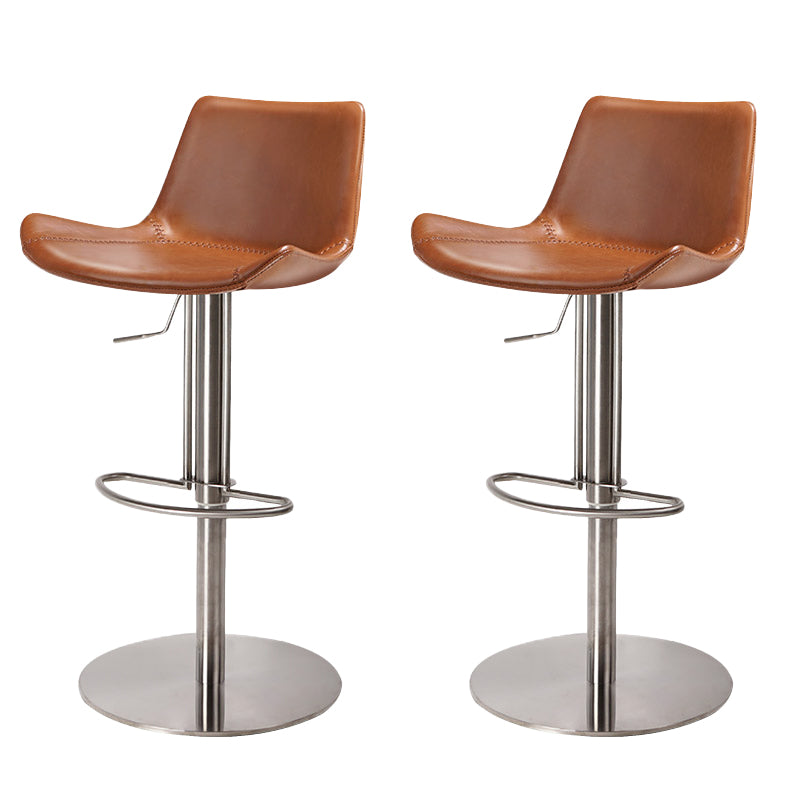 Adjustable Bar Stool Leather Backrest Counter Stool with Swivel