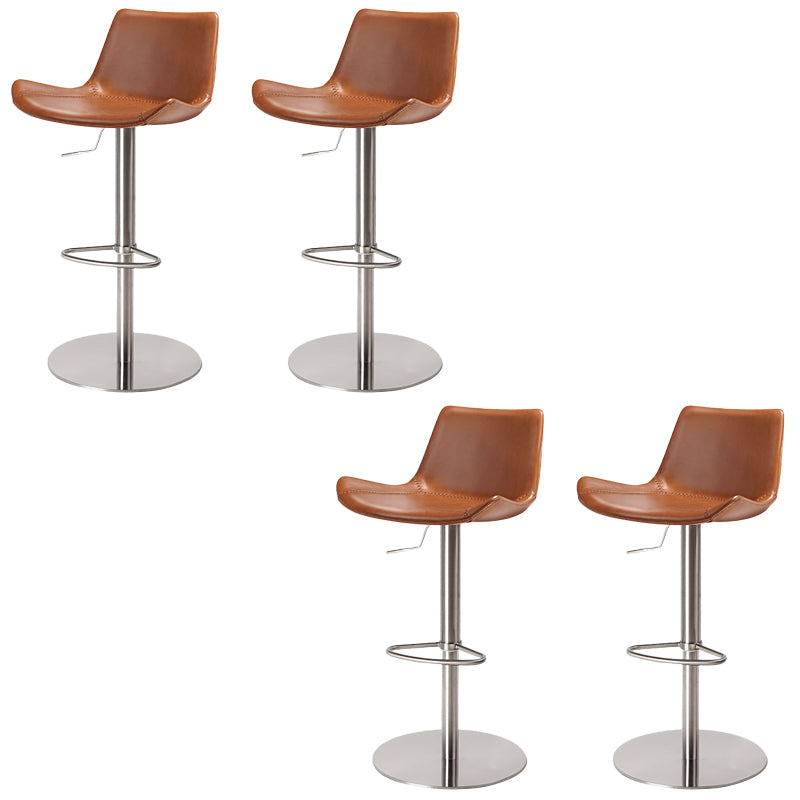 Adjustable Bar Stool Leather Backrest Counter Stool with Swivel