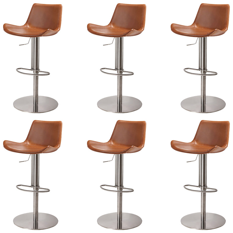 Adjustable Bar Stool Leather Backrest Counter Stool with Swivel