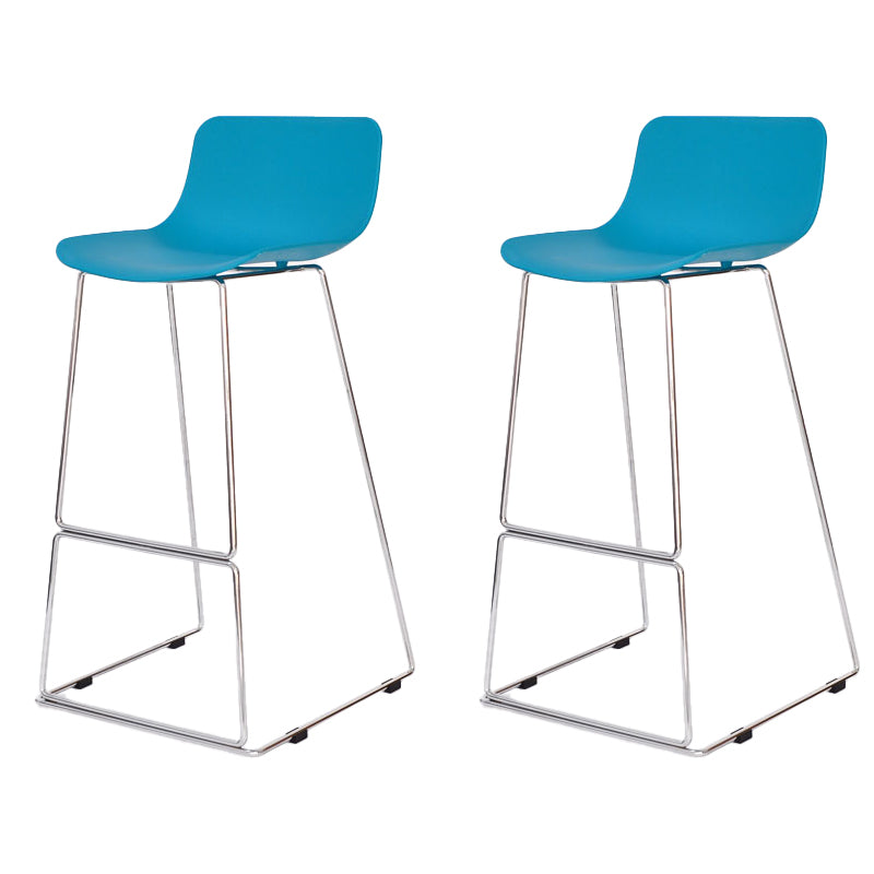 Contemporary Plastic Dining Stools Armless Bar Stools with Metal Base