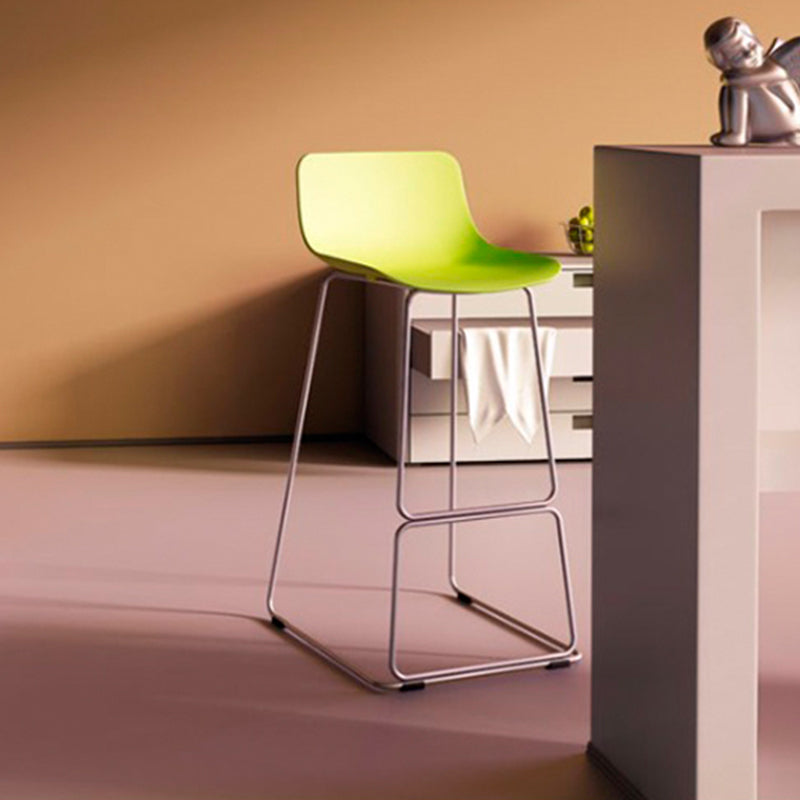 Contemporary Plastic Dining Stools Armless Bar Stools with Metal Base