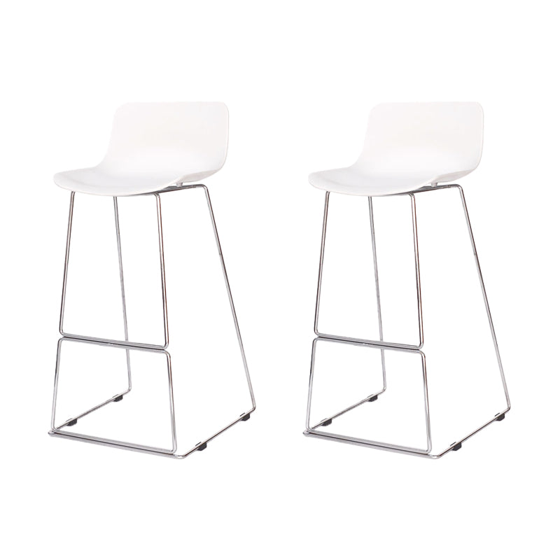 Contemporary Plastic Dining Stools Armless Bar Stools with Metal Base