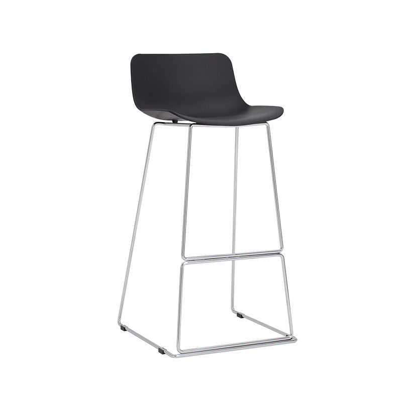 Contemporary Plastic Dining Stools Armless Bar Stools with Metal Base