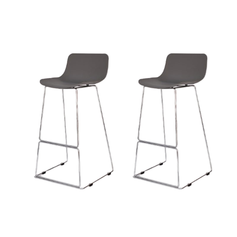 Contemporary Plastic Dining Stools Armless Bar Stools with Metal Base
