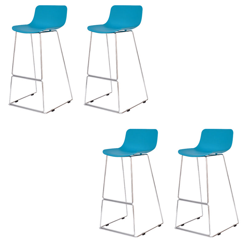 Contemporary Plastic Dining Stools Armless Bar Stools with Metal Base