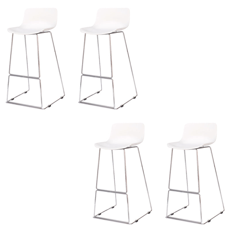 Contemporary Plastic Dining Stools Armless Bar Stools with Metal Base
