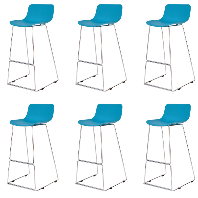 Contemporary Plastic Dining Stools Armless Bar Stools with Metal Base