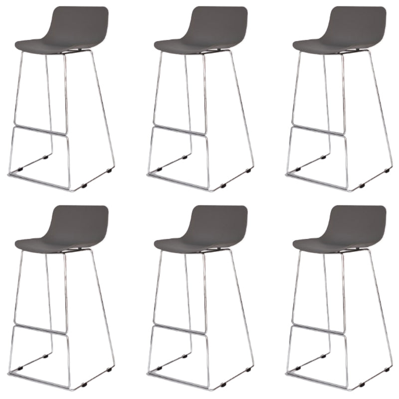 Contemporary Plastic Dining Stools Armless Bar Stools with Metal Base