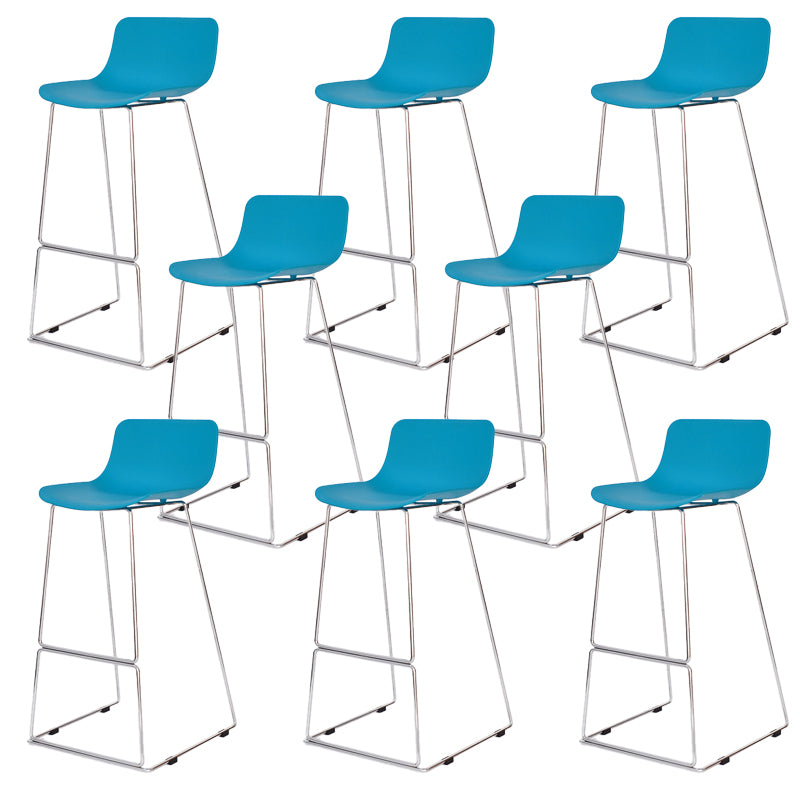 Contemporary Plastic Dining Stools Armless Bar Stools with Metal Base