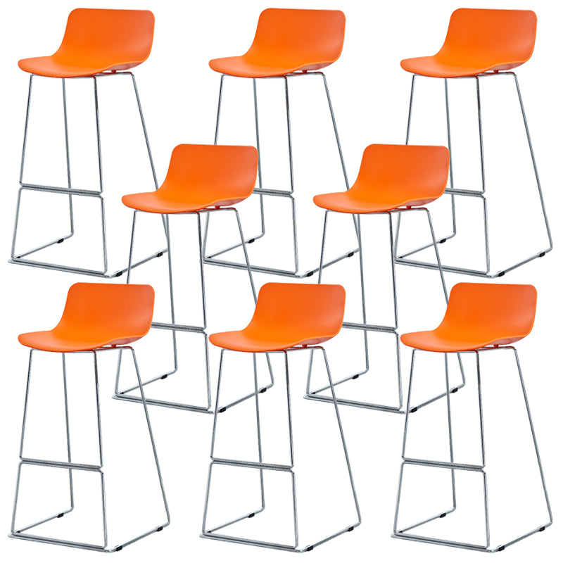 Contemporary Plastic Dining Stools Armless Bar Stools with Metal Base
