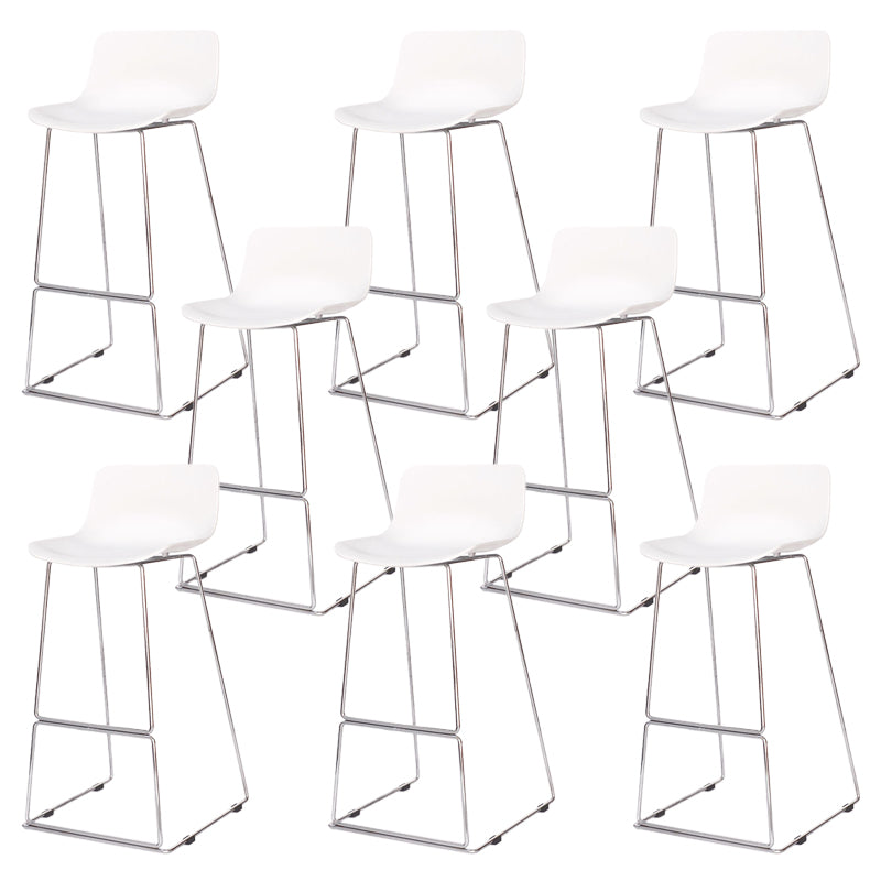 Contemporary Plastic Dining Stools Armless Bar Stools with Metal Base