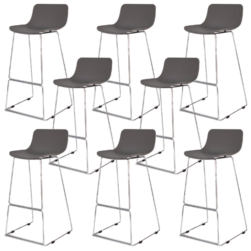 Contemporary Plastic Dining Stools Armless Bar Stools with Metal Base