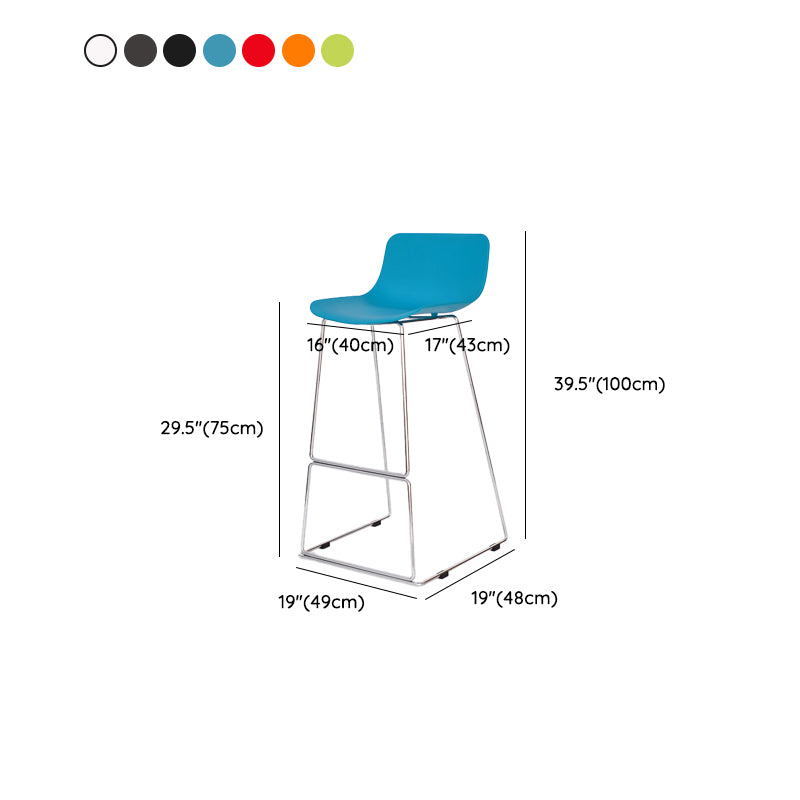 Contemporary Plastic Dining Stools Armless Bar Stools with Metal Base