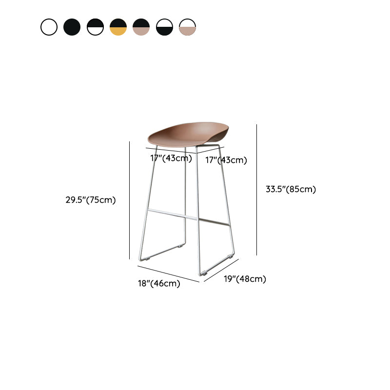 Contemporary Plastic Dining Stools Armless Bar Stools with Footrest