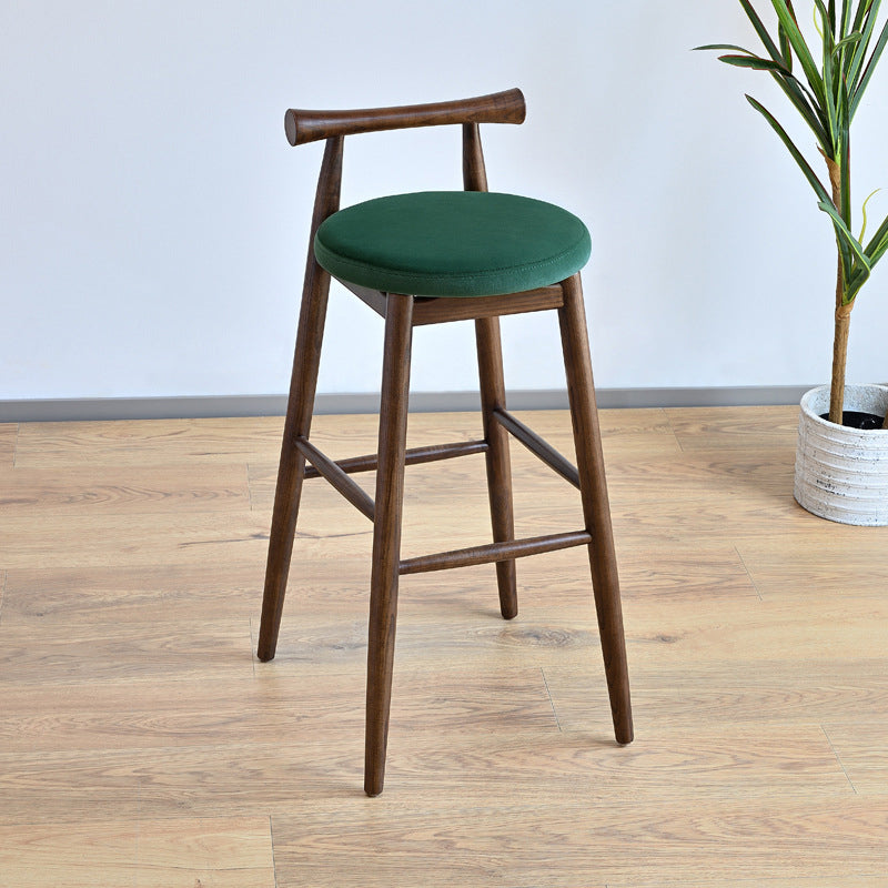 Faux Leather Armless Dining Stools Industrial Bar Stool with Wood Base