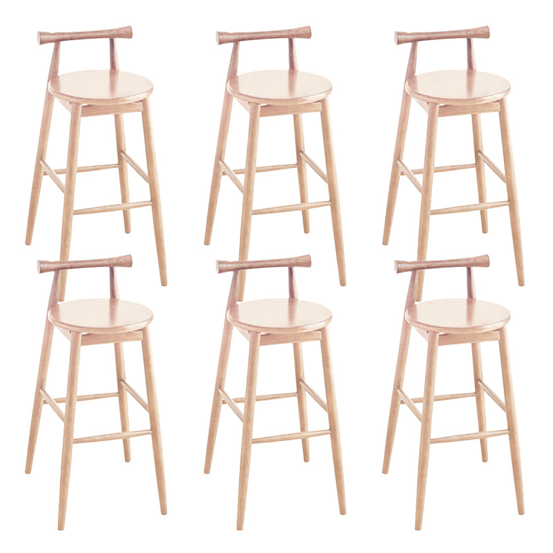 Faux Leather Armless Dining Stools Industrial Bar Stool with Wood Base