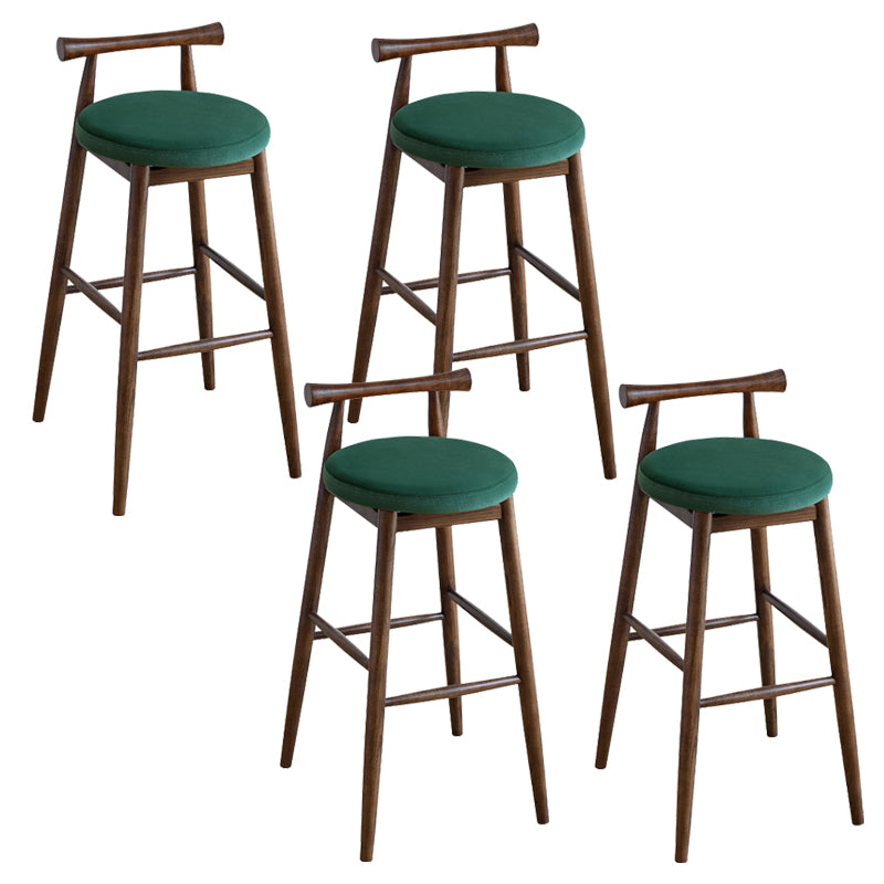Faux Leather Armless Dining Stools Industrial Bar Stool with Wood Base