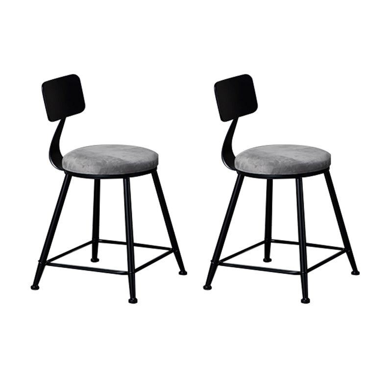 Industrial Gray Velvet Stools Metal Indoor Counter & Bar Stools