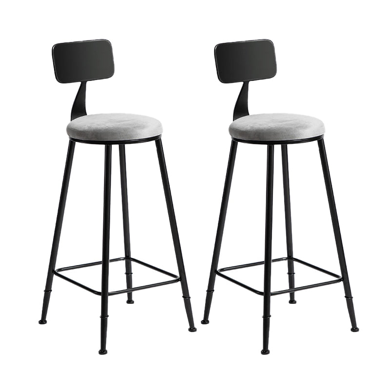 Industrial Gray Velvet Stools Metal Indoor Counter & Bar Stools