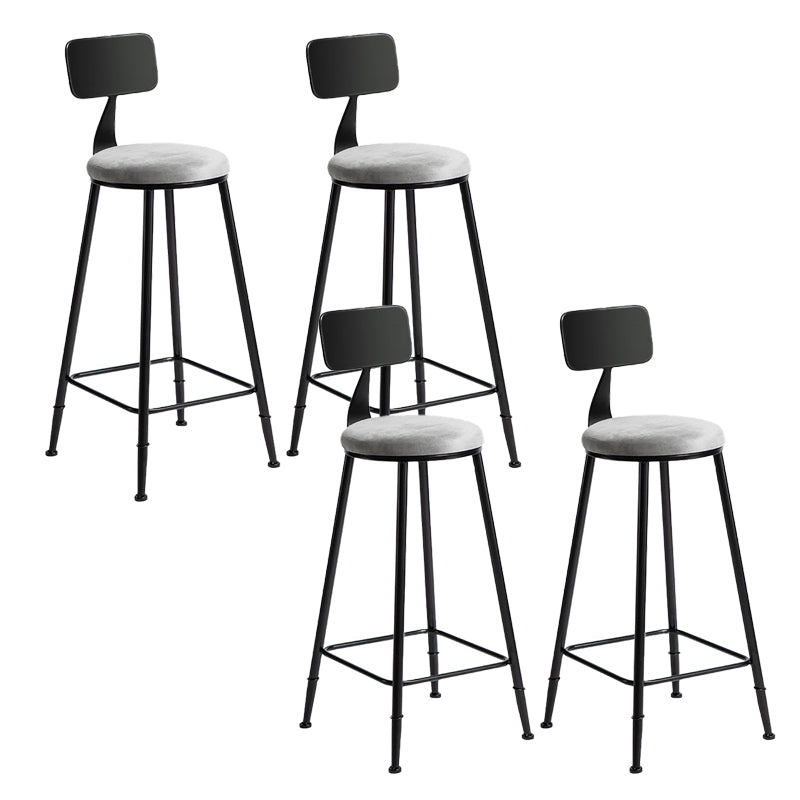 Industrial Gray Velvet Stools Metal Indoor Counter & Bar Stools
