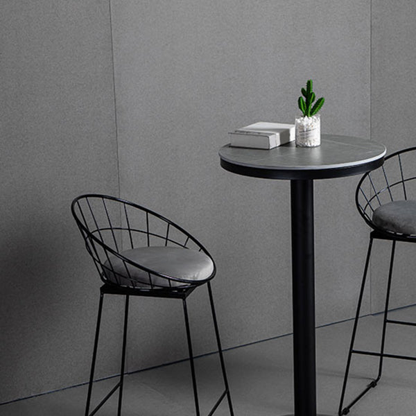 Industrial Gray Velvet Stools Metal Indoor Counter & Bar Stools