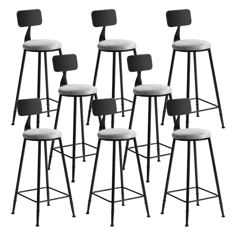 Industrial Gray Velvet Stools Metal Indoor Counter & Bar Stools