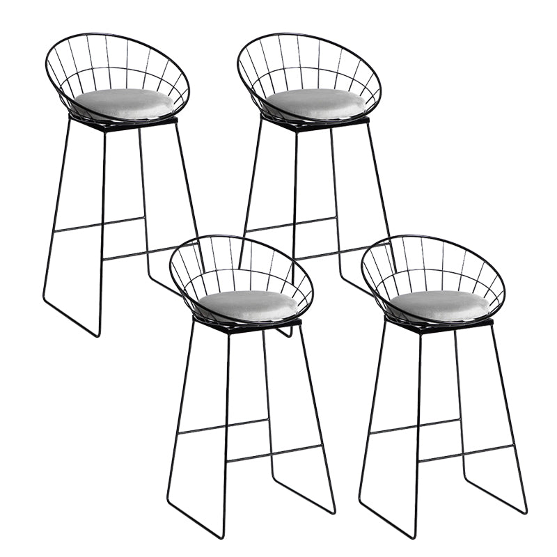 Industrial Gray Velvet Stools Metal Indoor Counter & Bar Stools