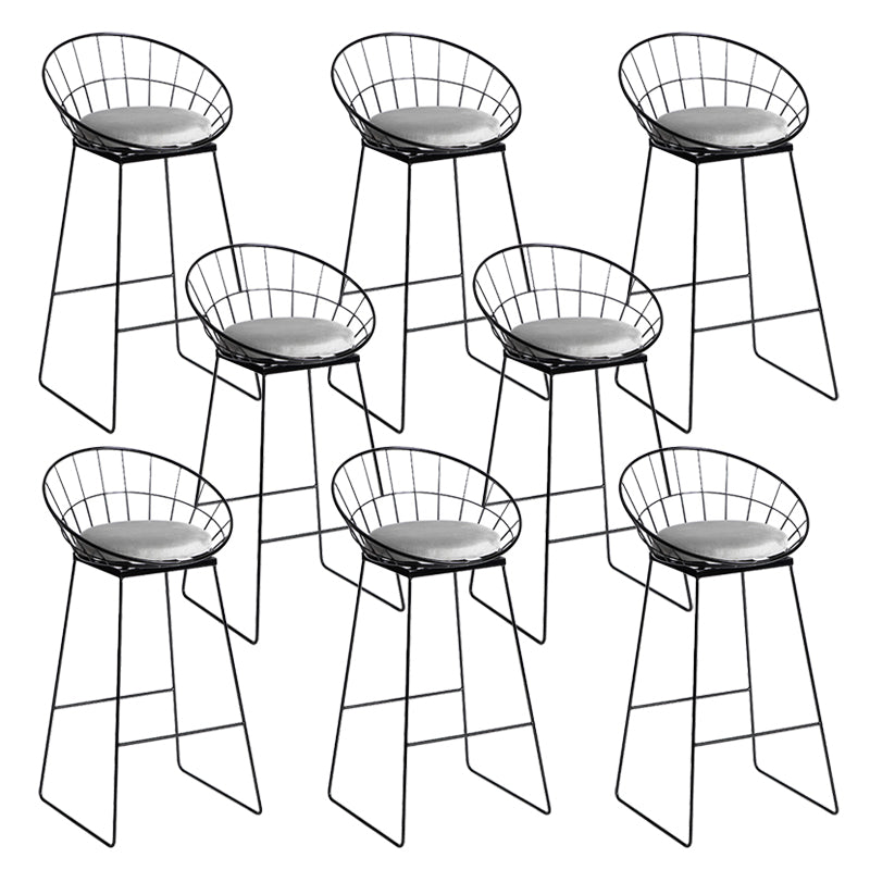 Industrial Gray Velvet Stools Metal Indoor Counter & Bar Stools