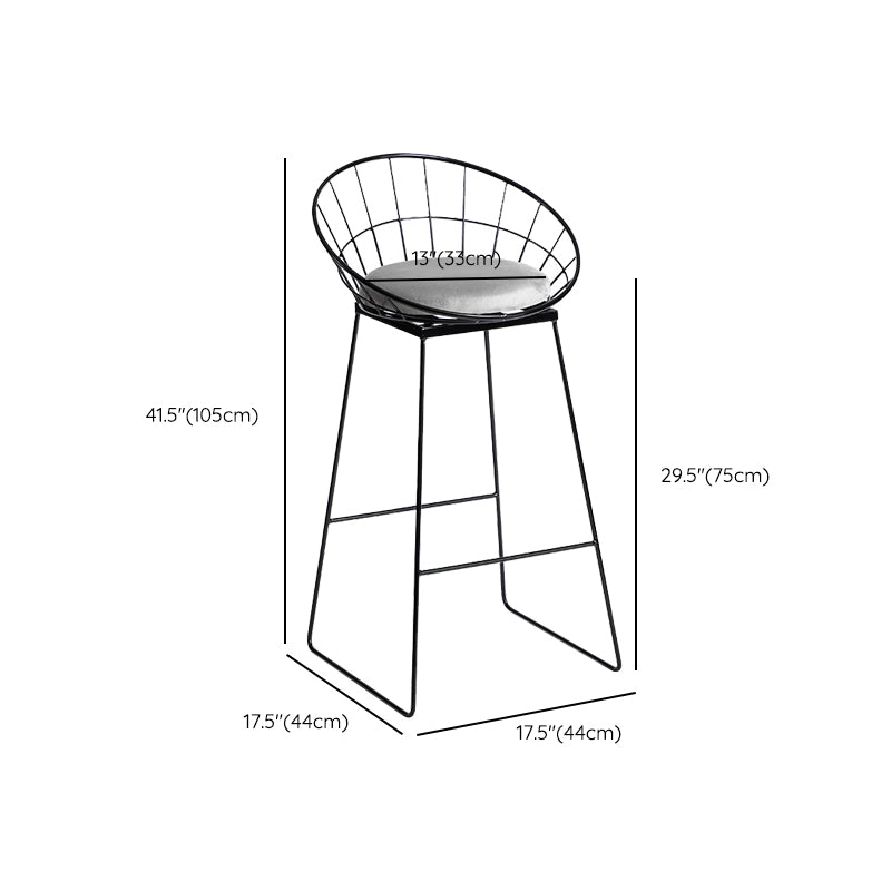 Industrial Gray Velvet Stools Metal Indoor Counter & Bar Stools