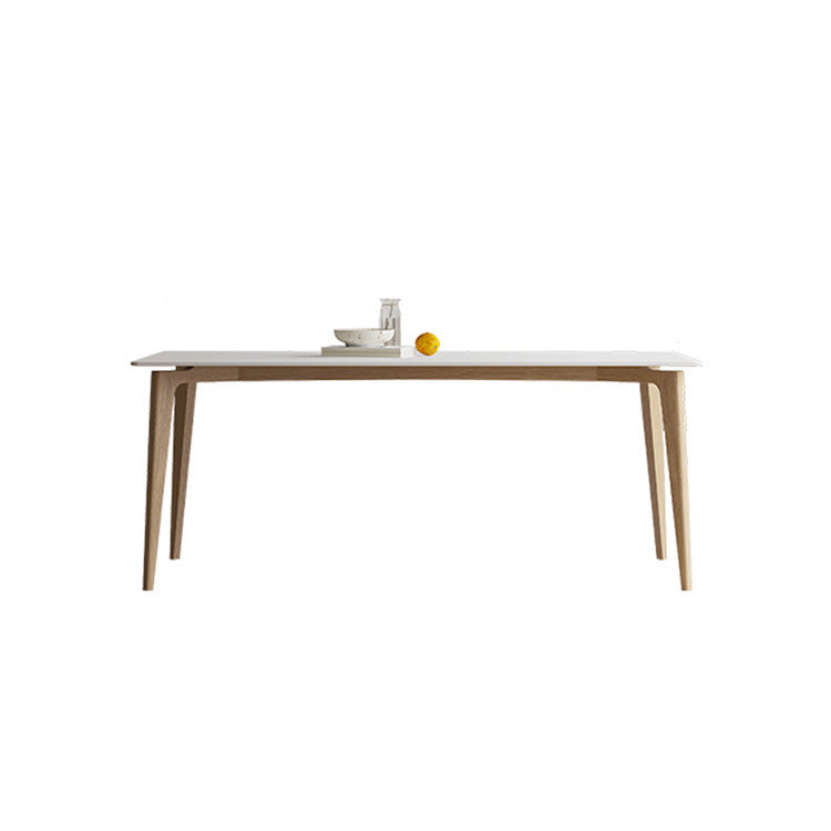 Simplicity Furniture Stone Rectangle Dining Room Table in White