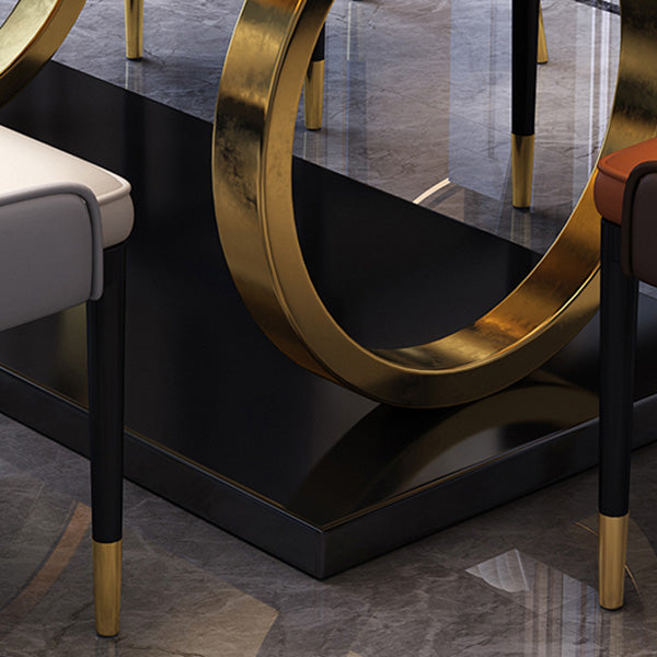 Glam Dinette Table Rectangle Stone Dining Room Table for Home