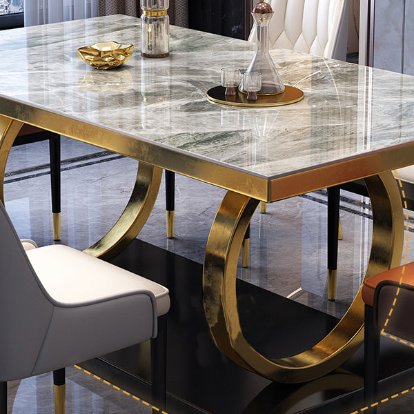 Glam Dinette Table Rectangle Stone Dining Room Table for Home