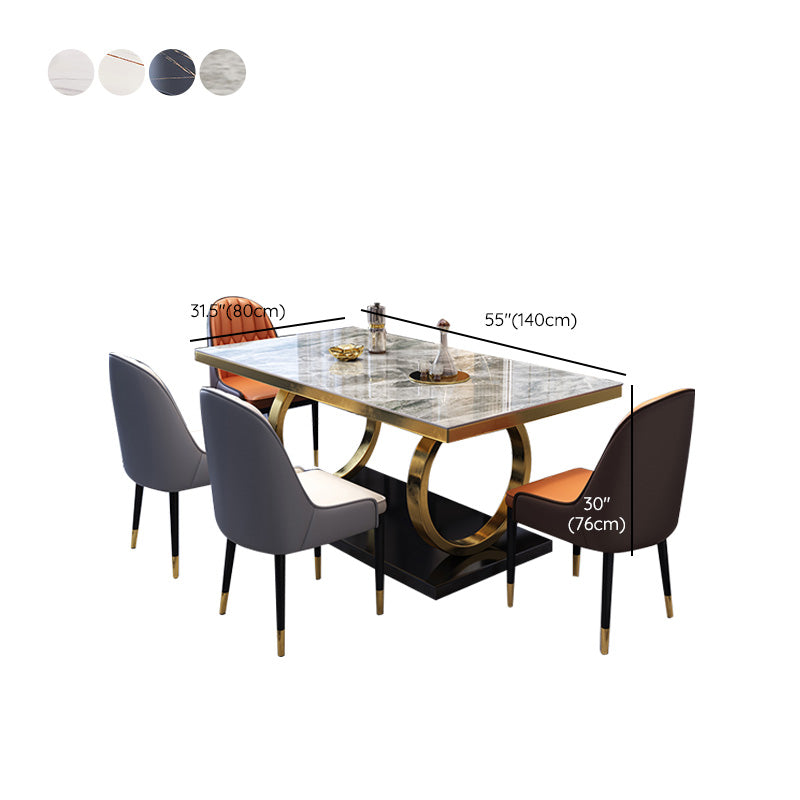 Glam Dinette Table Rectangle Stone Dining Room Table for Home